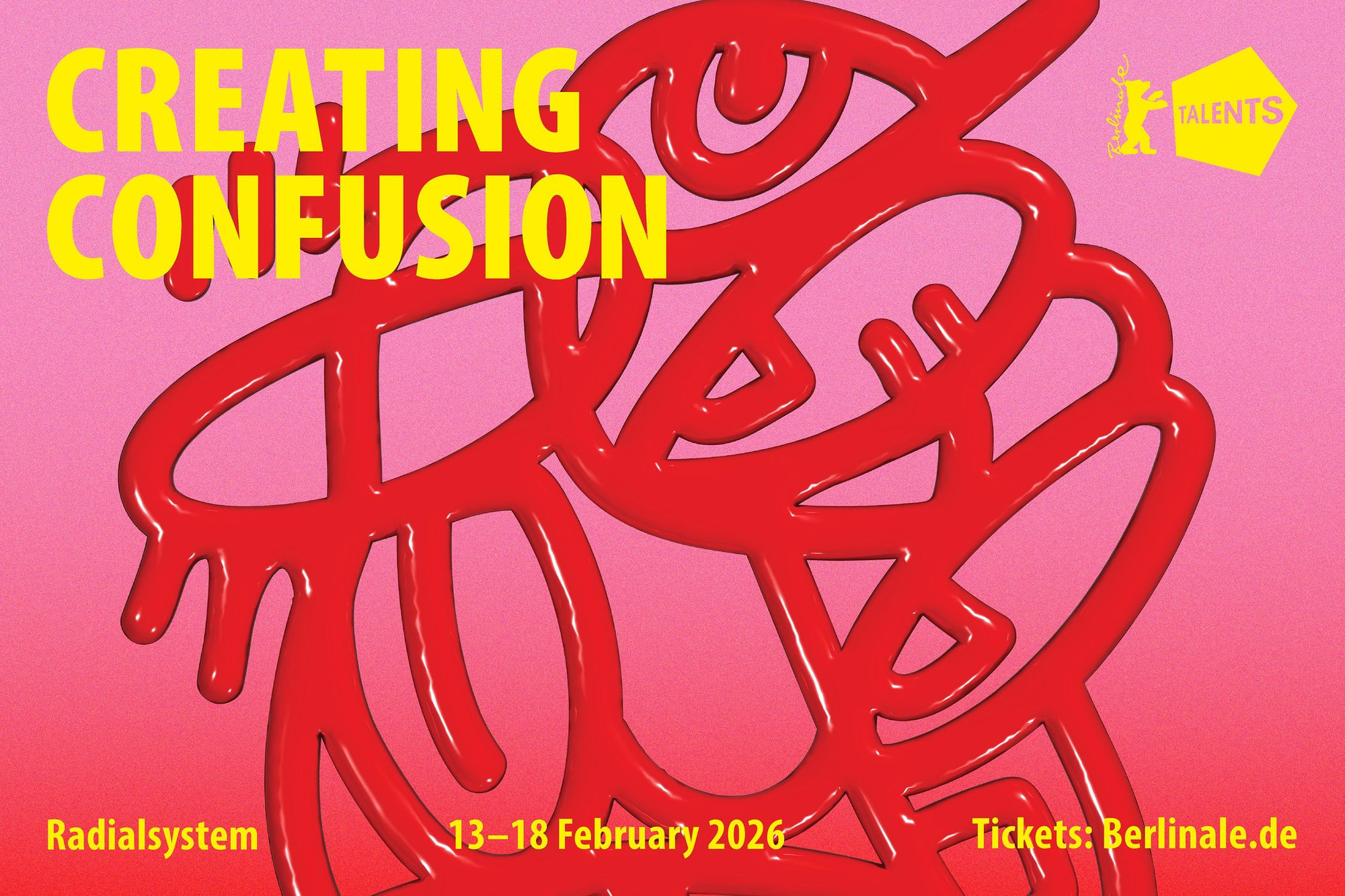 Illustrasjon. Crating Confusion. Radialsystem 13-18 February 2026 Tickets: Berlinale.de. Berlinale Talents logo.