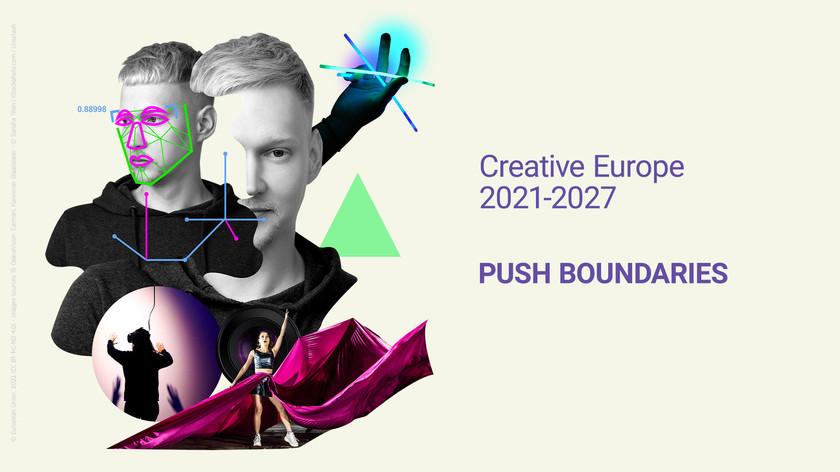 Illustrasjon. Creative Europe 2021-2027. Push boundaries.