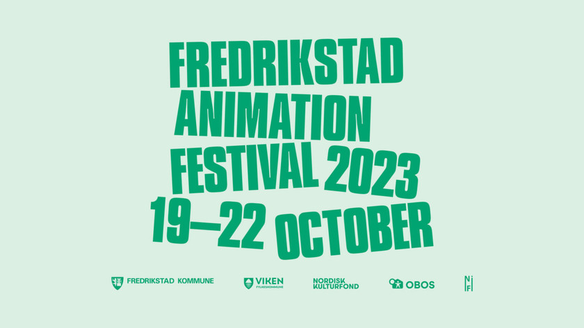 Fredrikstad Animation Festival 2023. 19-22 October. Logoer. Illustrasjon.