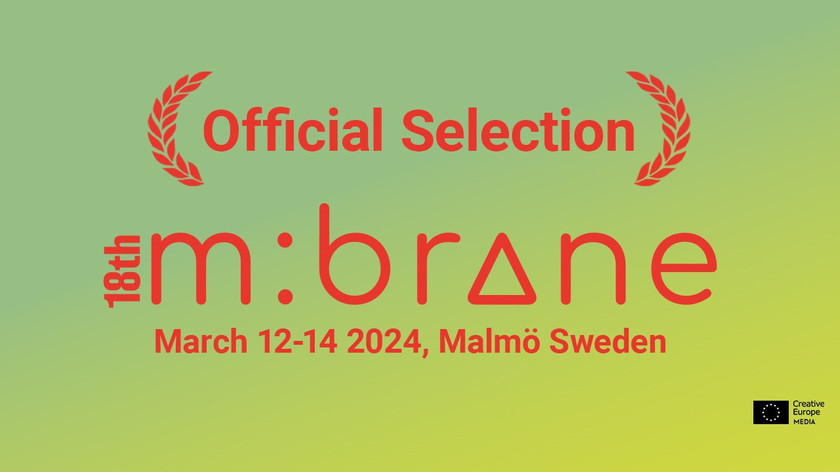 Official Selection. 18th m:brane, March 12-14 2024, Malmö, Sweden. Creative Europe MEDIA-logo. Illustrasjon.