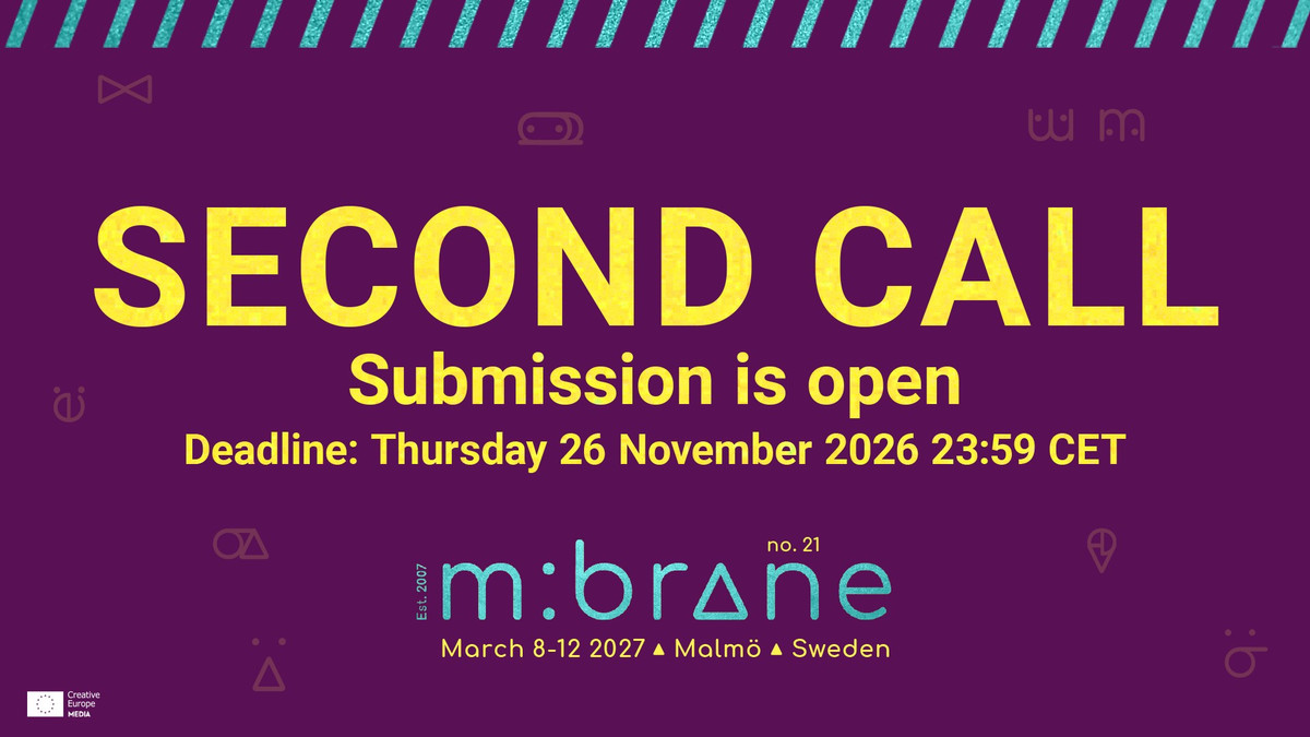 Illustrasjon. m:brane no. 21. second call. Submission is open. Deadline: Thursday 26 November 23:59 CET.m:brane, march 8-12, 2027, Malmö, Sweden.