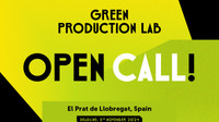 Illustrasjon. Green Production Lab. Open Call! El Trat de Llobregat, Spain. Deadline: 5th November 2024. Residential sesson 28th January - 1 February 2025. Logoer.